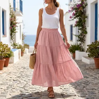 Cotton fabric SLUB WASHED old rose