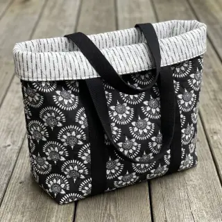 Cotton fabric VOILE STEPPED Bouquet flowers balck digital print