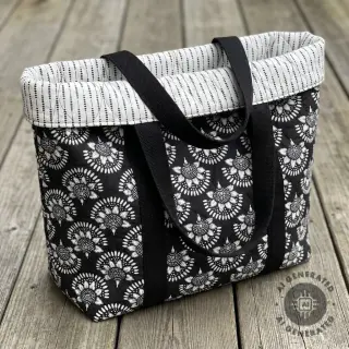 Cotton fabric VOILE STEPPED Bouquet flowers black digital print