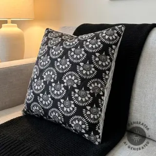 Cotton fabric VOILE STEPPED Bouquet flowers black digital print