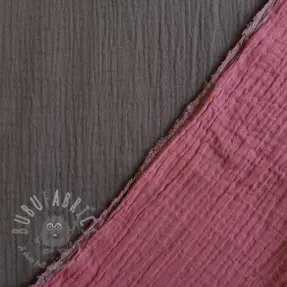 Double gauze/muslin DOUBLE SIDED dark grey ORGANIC