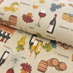 Decoration fabric Linenlook Wine tasting