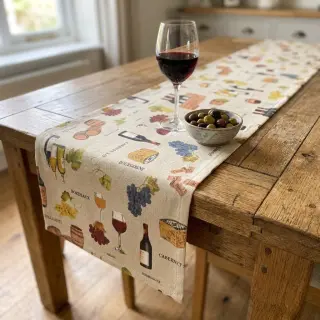 Decoration fabric Linenlook Wine tasting