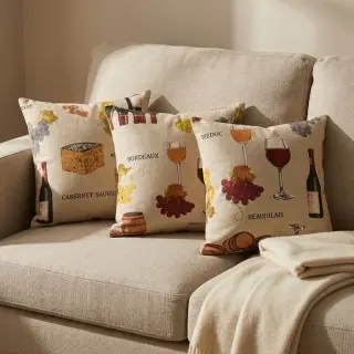 Decoration fabric Linenlook Wine tasting