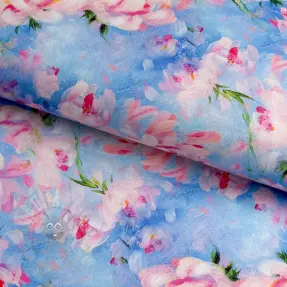 Cotton fabric SATIN STRETCH Peony roses