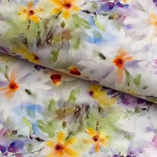 Cotton fabric SATIN STRETCH Corn flowers
