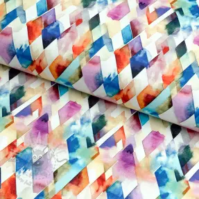 Cotton fabric SATIN STRETCH Irregular diamonds design B