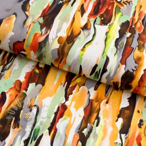 Cotton fabric SATIN STRETCH Abstract paint