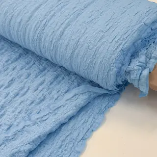 Cotton fabric SMOGGED EMBROIDERY light blue