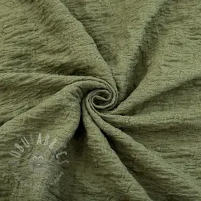 Cotton fabric SMOGGED EMBROIDERY army green