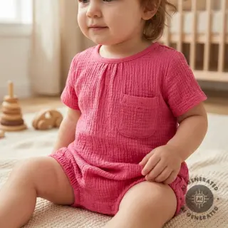 Cotton fabric SMOGGED EMBROIDERY pink