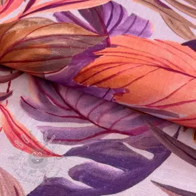Linen viscose Painted leaves