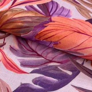 Linen viscose Painted leaves