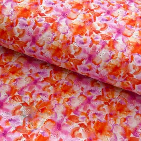 Cotton fabric EMBROIDERY Viola peach digital print