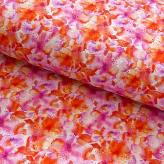 Cotton fabric EMBROIDERY Viola peach digital print
