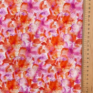 Cotton fabric EMBROIDERY Viola peach digital print
