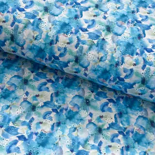 Cotton fabric EMBROIDERY Viola blue digital print