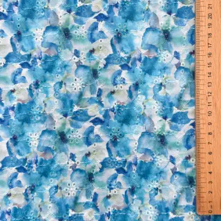 Cotton fabric EMBROIDERY Viola blue digital print