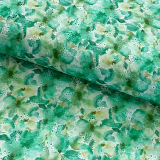 Cotton fabric EMBROIDERY Viola green digital print