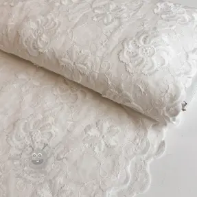 Cotton fabric EMBROIDERY Catchy Flowy white