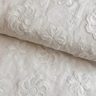 Cotton fabric EMBROIDERY Catchy Flowy white