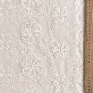Cotton fabric EMBROIDERY Catchy Flowy white