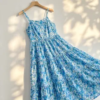 Cotton fabric EMBROIDERY Viola blue digital print