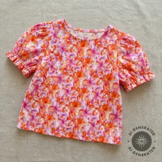 Cotton fabric EMBROIDERY Viola peach digital print