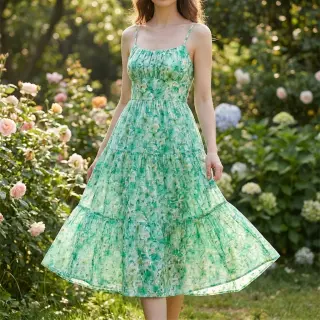 Cotton fabric EMBROIDERY Viola green digital print