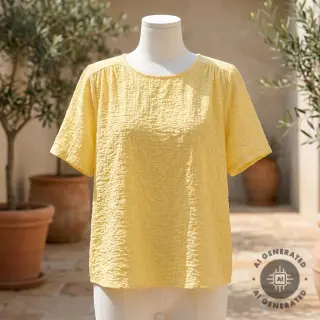 Cotton fabric SMOGGED EMBROIDERY yellow