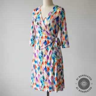 Cotton fabric SATIN STRETCH Irregular diamonds design B