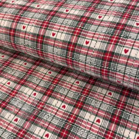 Decoration fabric jacquard Villars ecru rouge