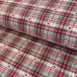 Decoration fabric jacquard Villars ecru rouge