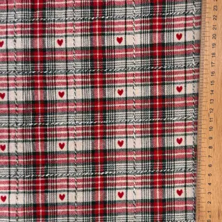 Decoration fabric jacquard Villars ecru rouge