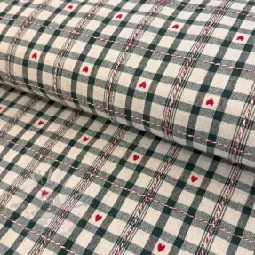 Decoration fabric jacquard Villars ecru vert