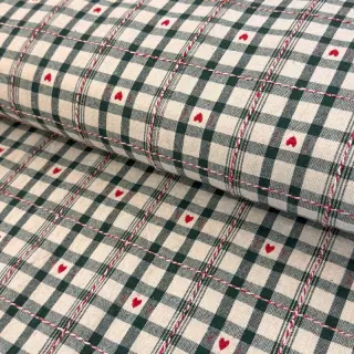Decoration fabric jacquard Villars ecru vert