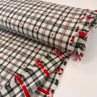 Decoration fabric jacquard Villars ecru vert