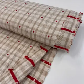 Decoration fabric jacquard Ollon ficelle rouge