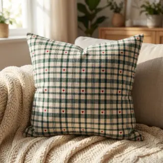 Decoration fabric jacquard Ollon vert rouge