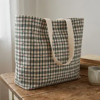 Decoration fabric jacquard Villars ecru vert