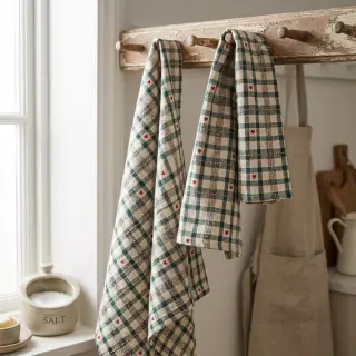 Decoration fabric jacquard Villars ecru vert