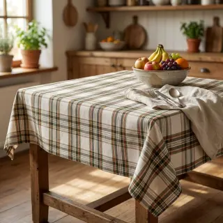 Decoration fabric Ecossais ecru vert
