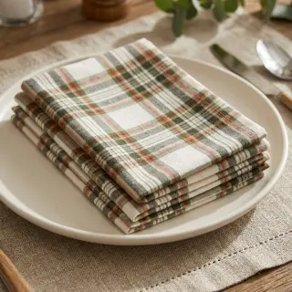 Decoration fabric Ecossais ecru vert