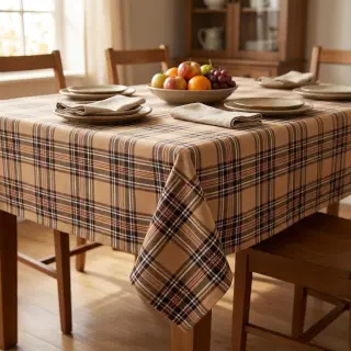 Decoration fabric Ecossais beige coffee