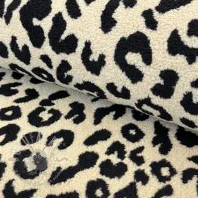 Coat fabric TEDDY JACQUARD Animal skin black