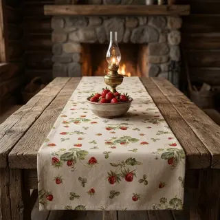 Decoration fabric Linenlook Wild strawberries