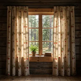 Decoration fabric Linenlook Wild strawberries
