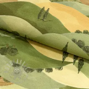 Decoration fabric premium Tree hill scene digital print