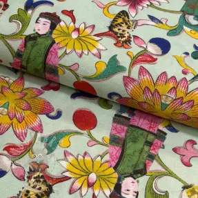 Decoration fabric premium Lotus bloom lady digital print