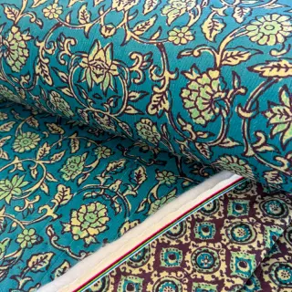 Cosy VELVET QUILT Flowers abstract petrol